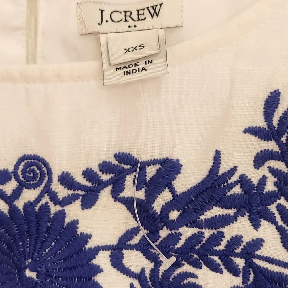 NWOT J. Crew Factory Embroidered Linen/Cotton Dress XXS - Picture 2 of 7